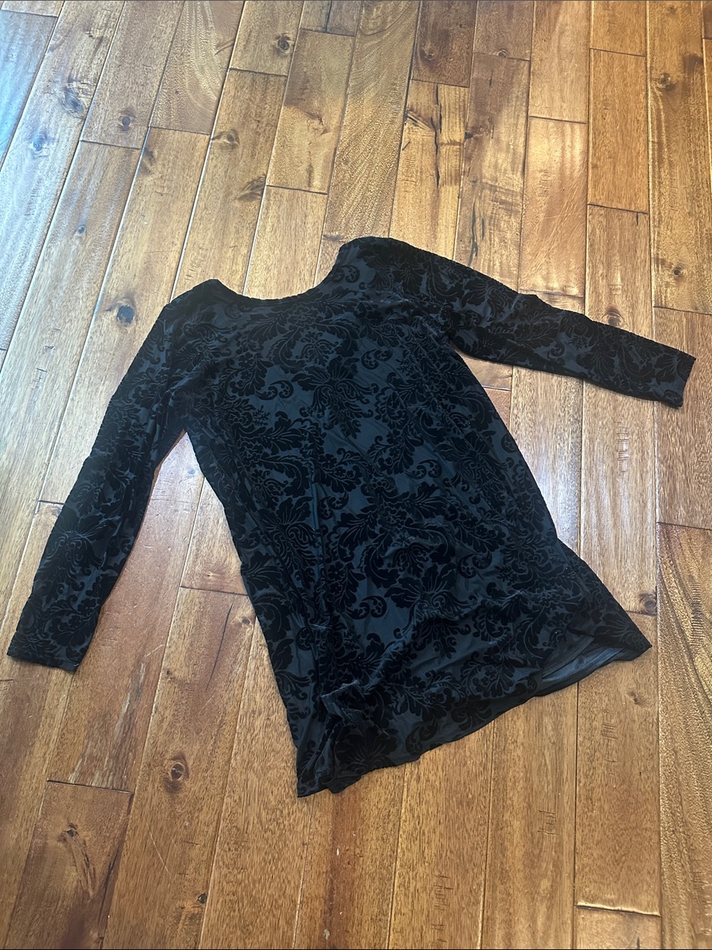 Uncle Frank Black Velvet Burnout Long Sleeve Dress
